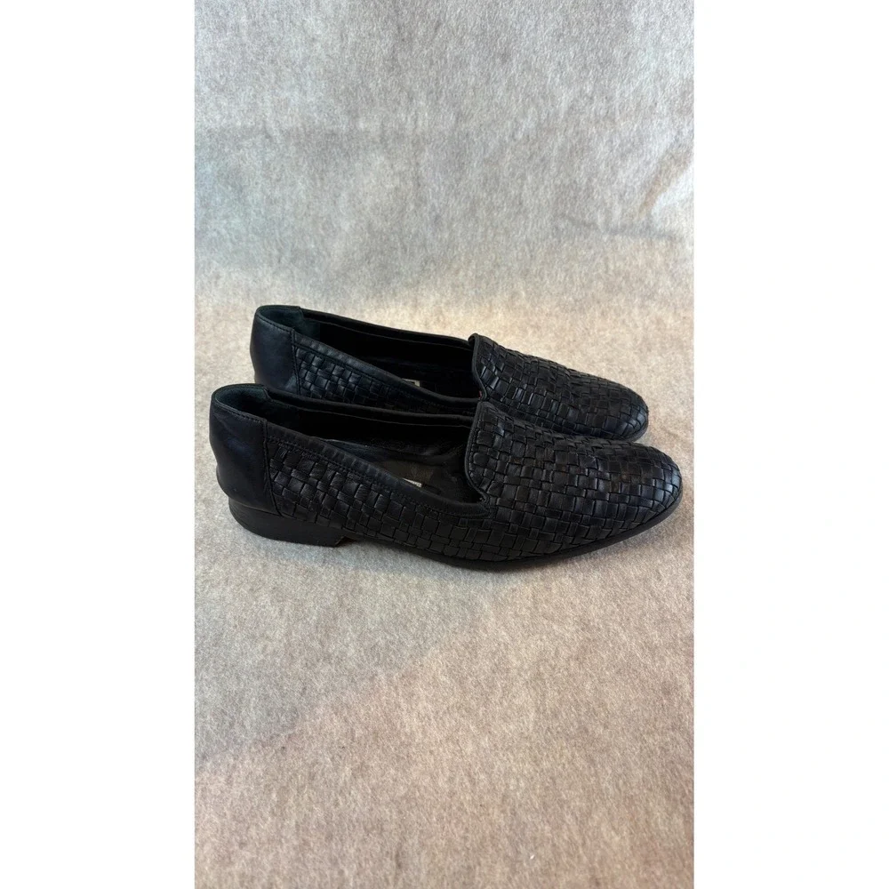 Bragano Made in Italy Mens Woven Leather Loafers Black Size 8 M C01154